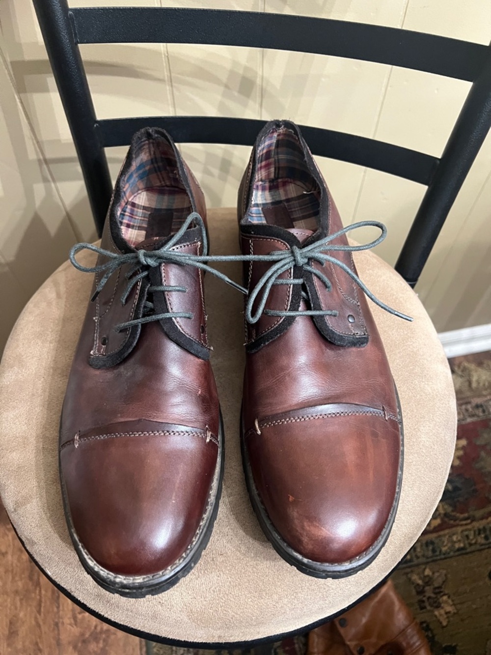 Bed Stu Men's Brown Leather Cap-Toe Oxfords Size 12